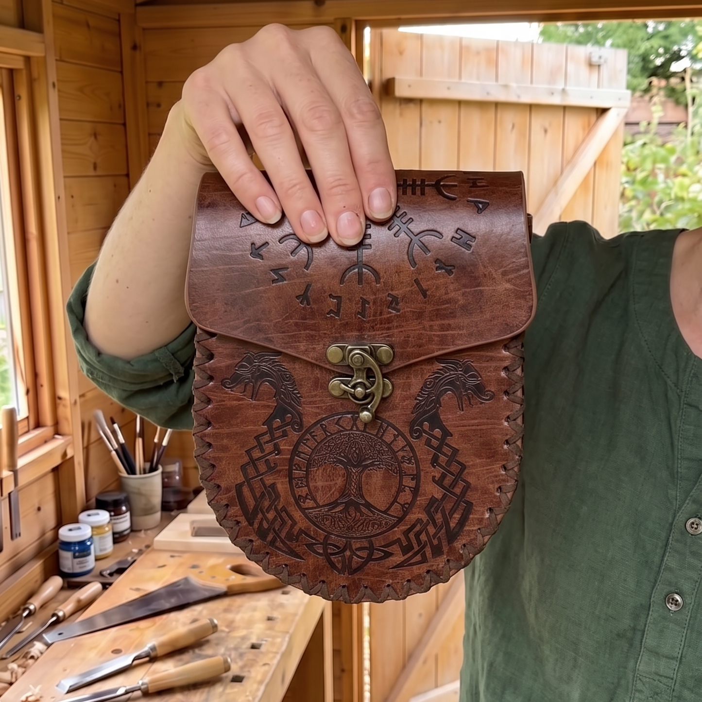 The Völva — Norse Leather Belt Pouch